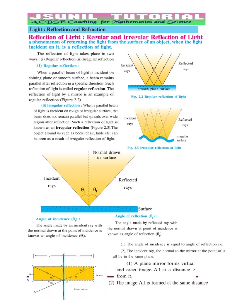 10th Light-notes-Topic Plane and Spherical Mirror | PDF | Social Science