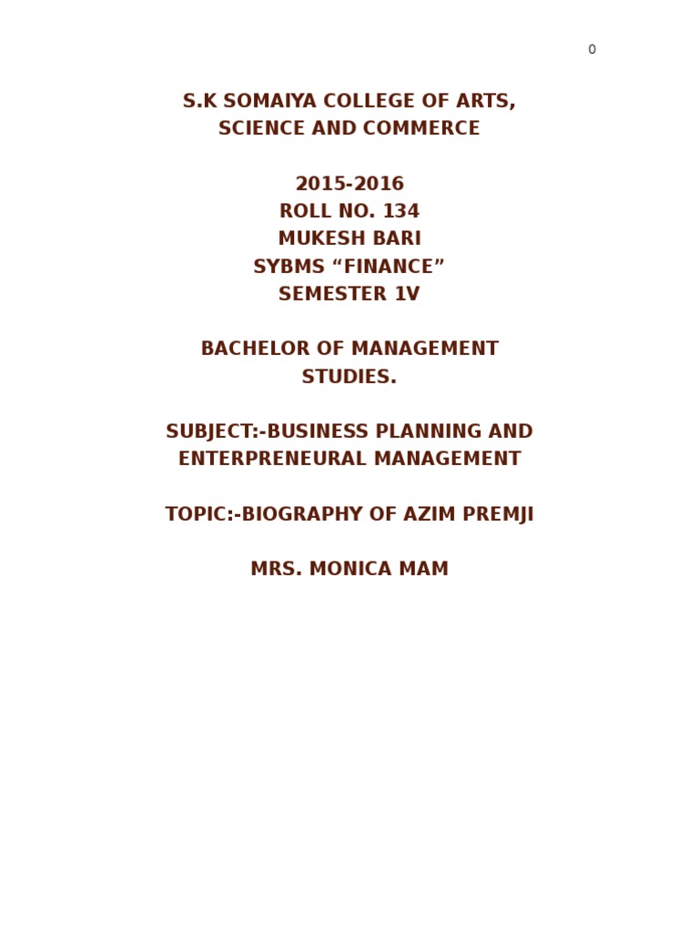 Biography of Azim Premji | PDF | Business