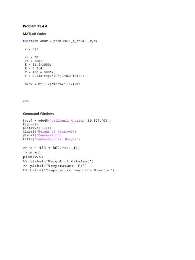 MATLAB Code:: Problem 11.4 A | PDF