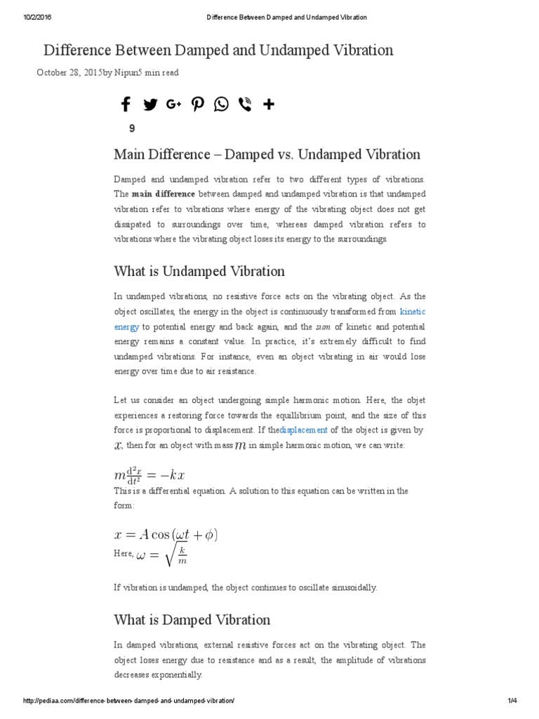 Damped vs. Undamped Vibration Explained | PDF | Oscillation | Physics