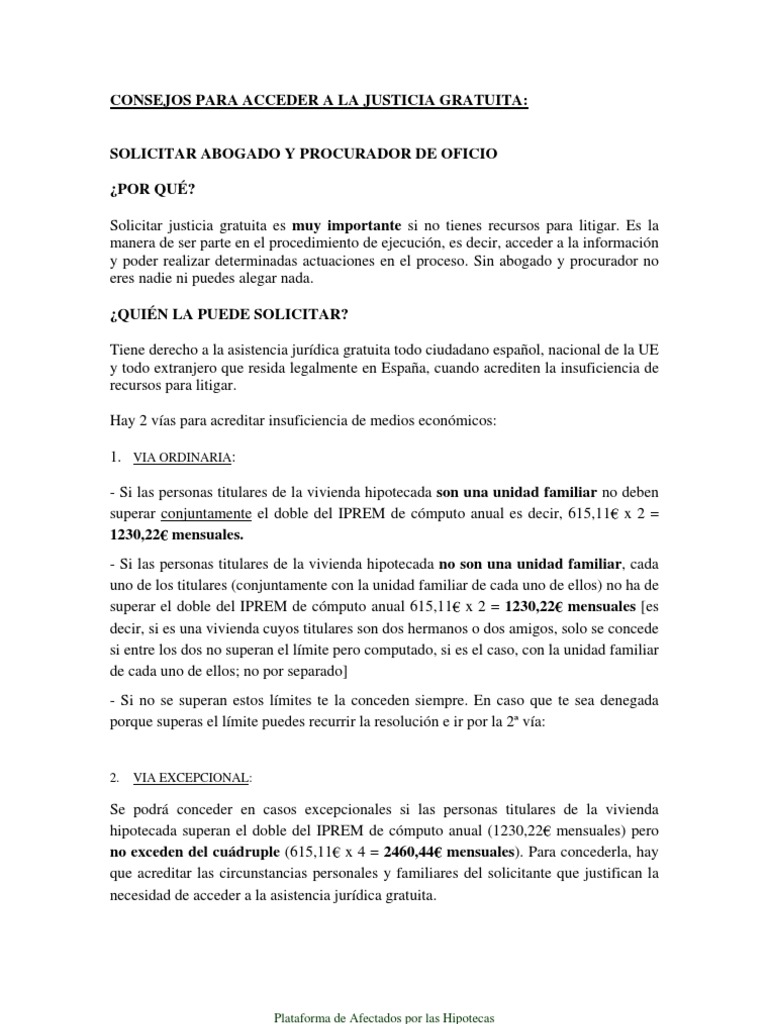 Justicia Gratuita PDF Asistencia legal Desempleo