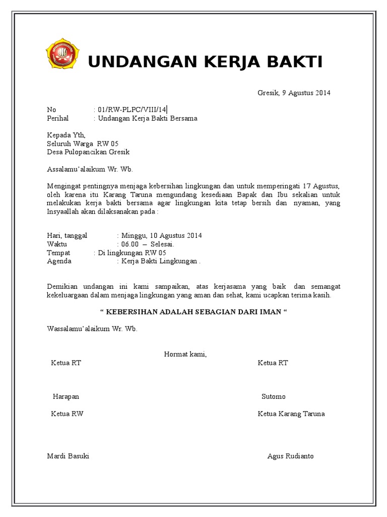 Undangan Kerja Bakti