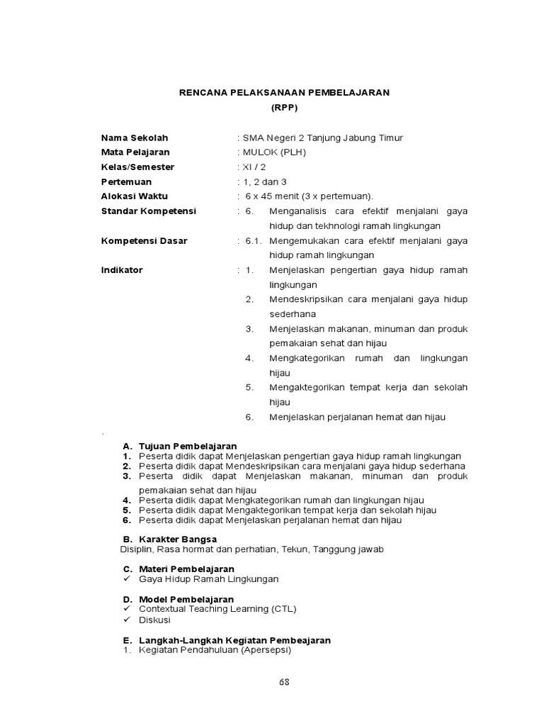 Rpp Mulok Kelas X Semester 2