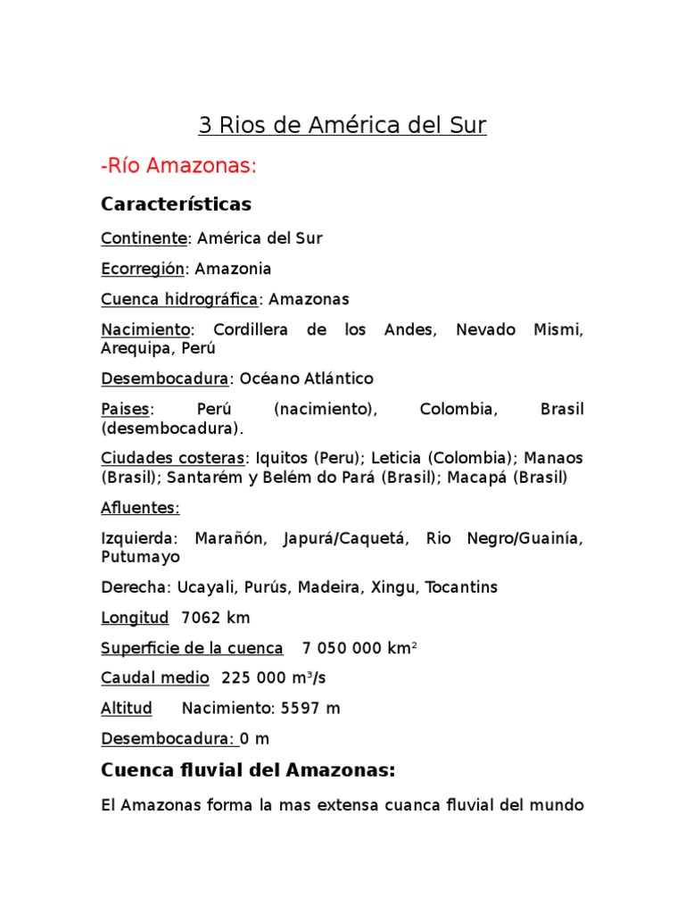 Rios America Del Sur | PDF | río Amazonas | Río