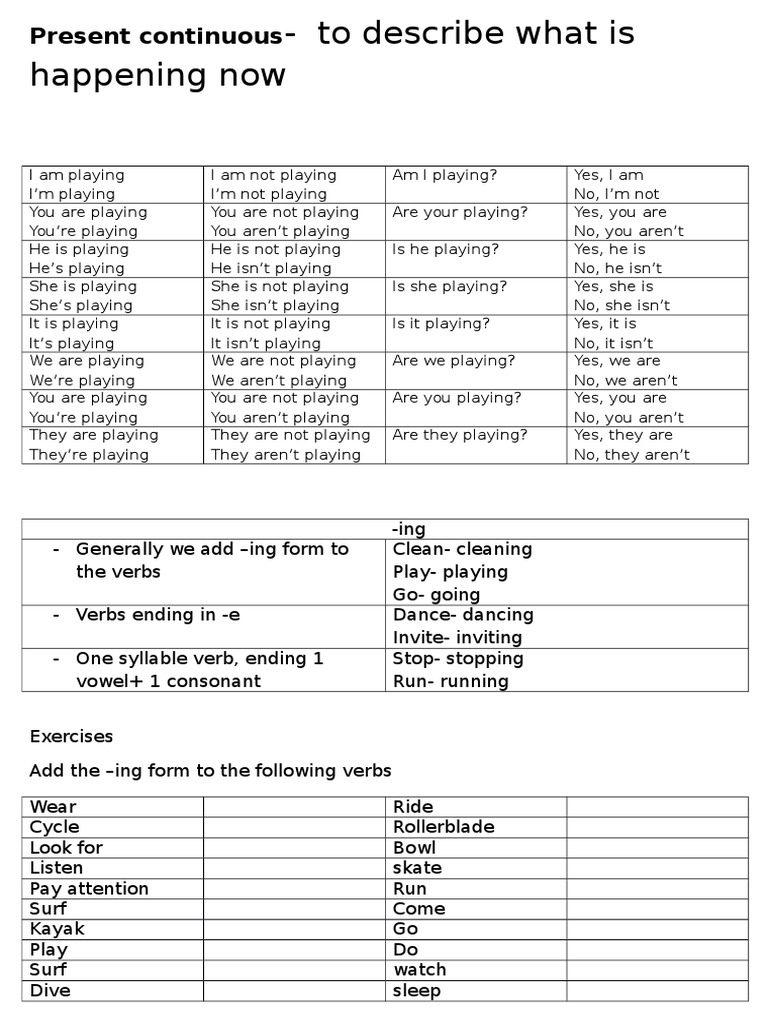 Unit 2 Present Continuous 1 | PDF