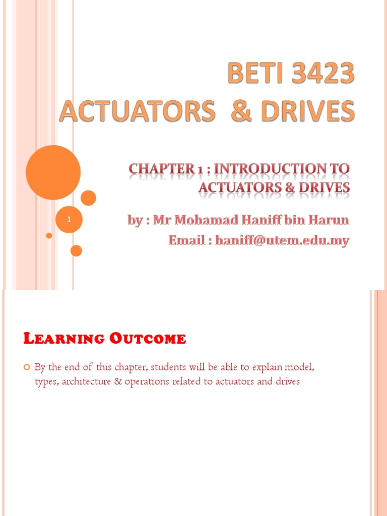 Chapter 1 Introduction To Actuators Drives Lecture 1 Pdf Pdf