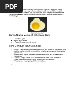 Resep Membuat Telur Mata Sapi