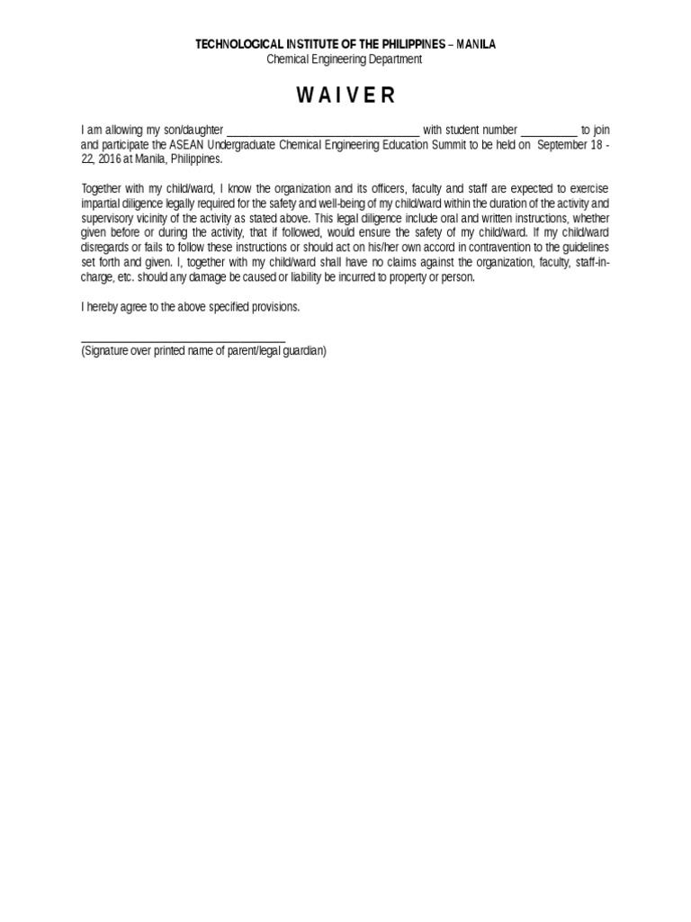 Waiver: Technological Institute of The Philippines - Manila | PDF