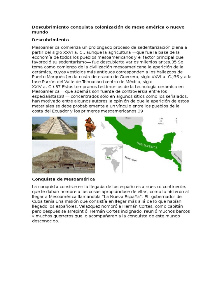 Descubrimiento Conquista Colonización de Meso América o