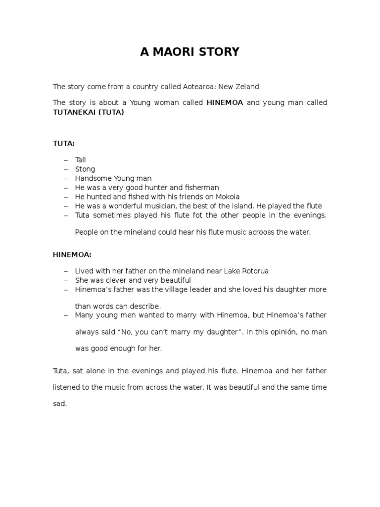 Hinemoa and Tutanekai's Love Story | PDF | Art | Mystery, Thriller ...