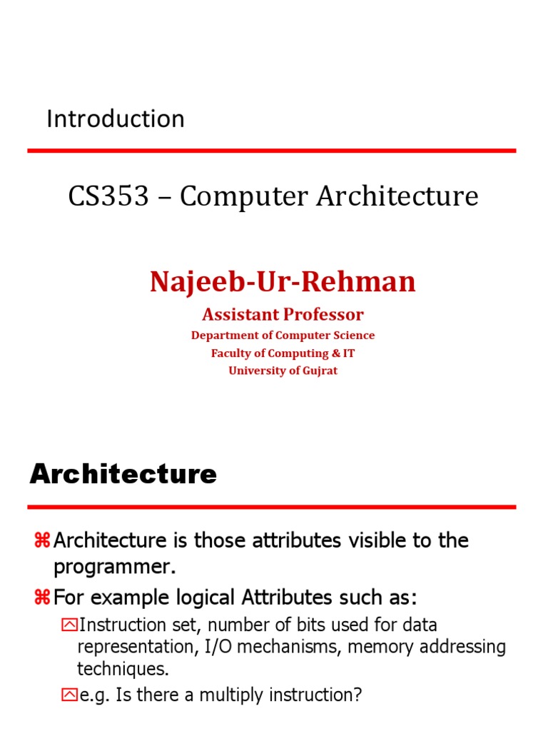 01 CA (Organization&Architecture) | PDF | Instruction Set | Computer ...