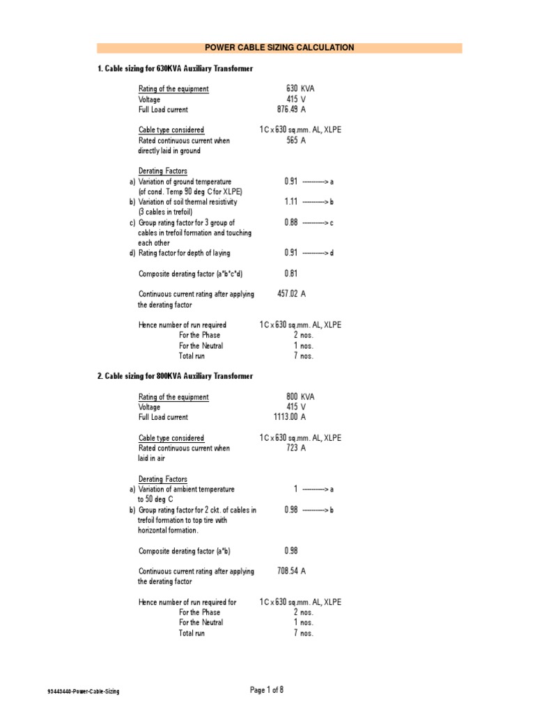 Power Cable Size PDF Electrical Impedance Electrical Resistance And Conductance