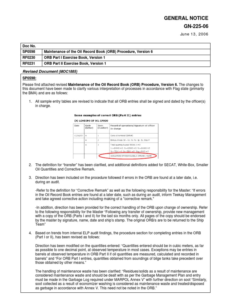 Revised Oil Record Book Procedures | PDF | Fuel Oil | Oil Tanker