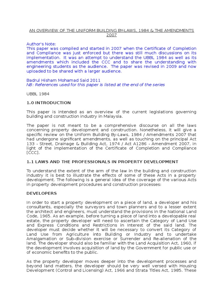 An Overview Of The Uniform Building By Laws Pdf Structural Load Architect