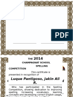 Festival of Language 2015 Certificate