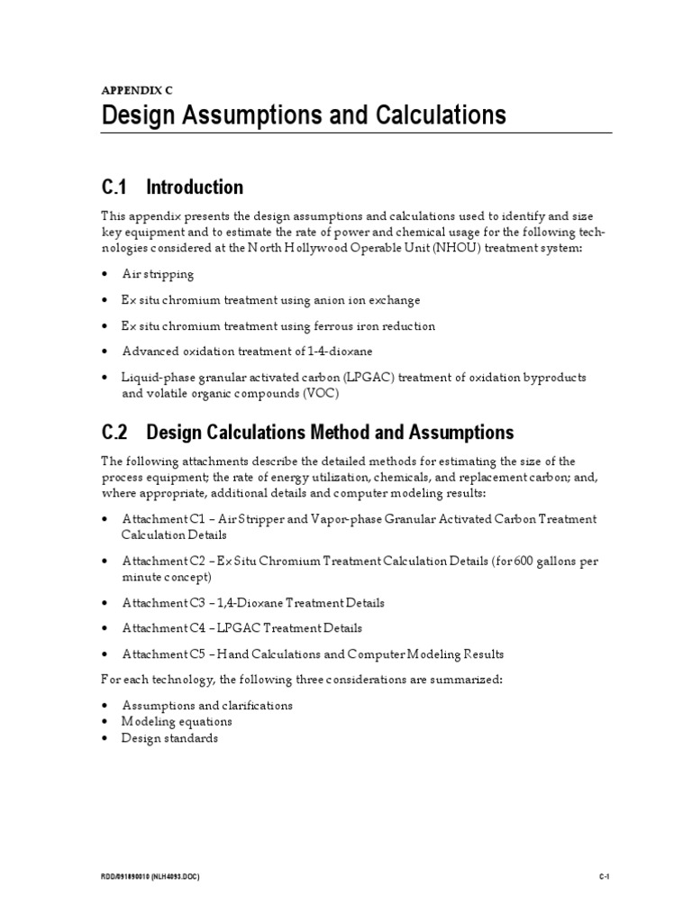 Design Assumptions and Calculations | PDF | Adsorption | Radioactive Decay