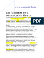 Funciones comunicación técnica