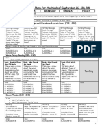 Lesson Plans For September 26 - 30