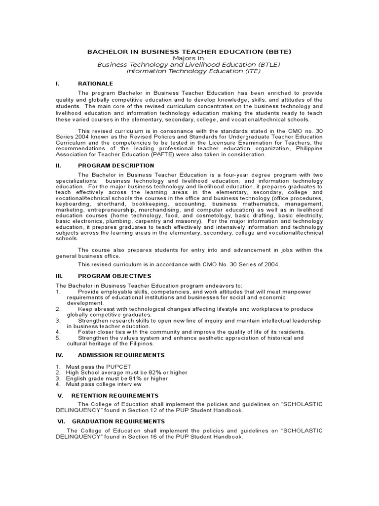 COED Programs Description | PDF | Secondary School | Teachers