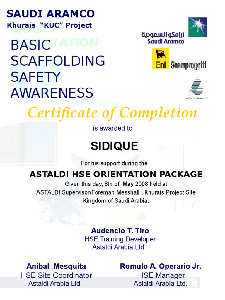 Certificate For Supervisory Course PDF