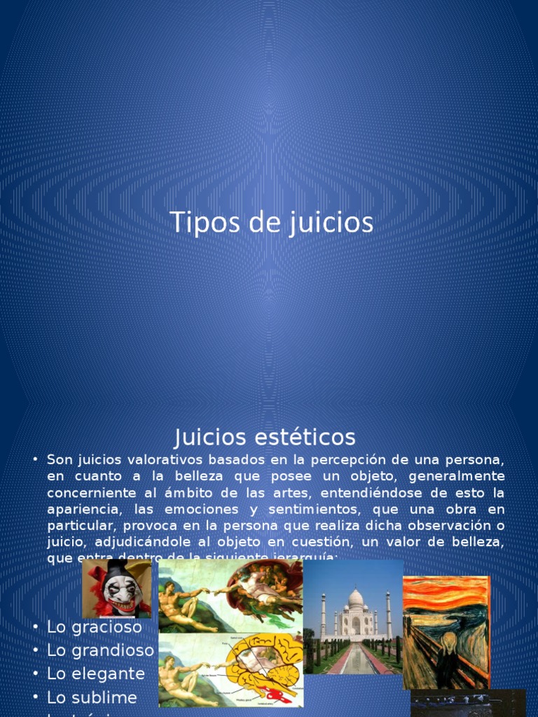 Tipos de Juicios Estética Proposición