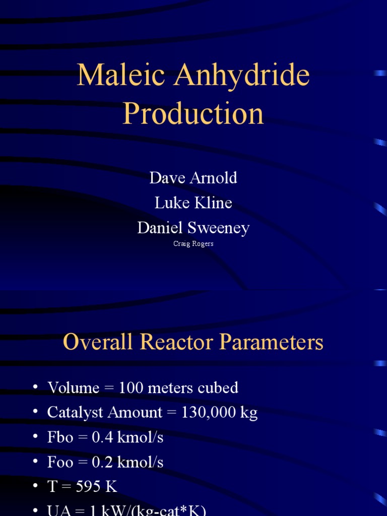 Maleic Anhydride Production Analysis | PDF