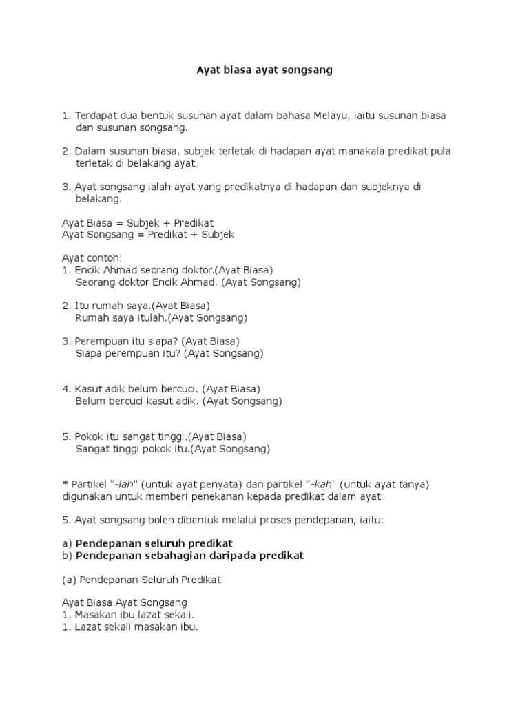 Ayat Biasa Ayat Songsang Pdf