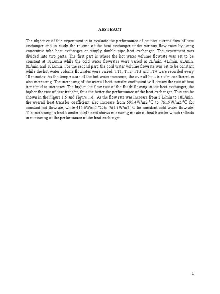 Concentric Tube Heat Exchanger Report PDF Heat Exchanger Heat