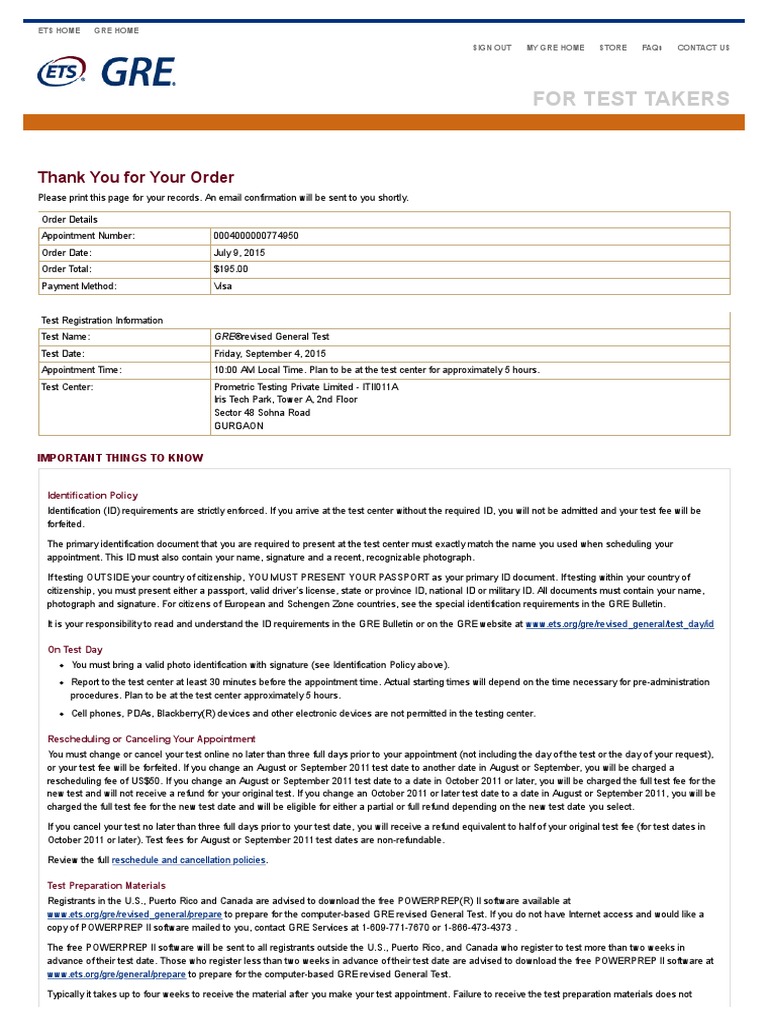 My GRE ETS.pdf Graduate Record Examinations Identity Document