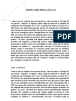 Relatório Das Observações em Sala de Aula