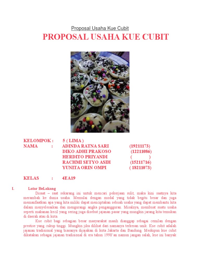 Proposal Usaha Kue Cubit