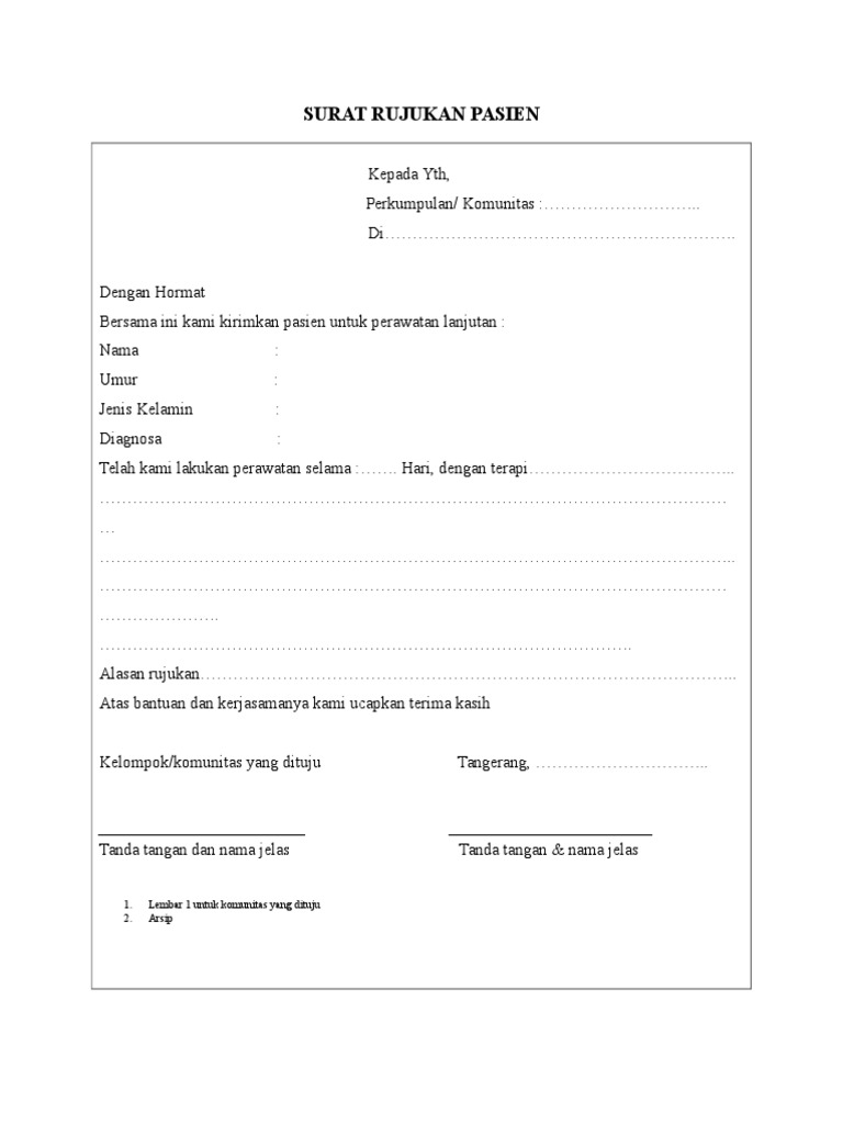 Surat Rujukan Pasien untuk Perawatan | PDF | Kesehatan Holistik