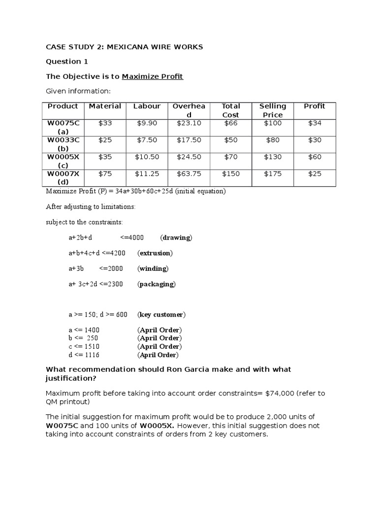 Mexicana wire works case study solution 06 picture