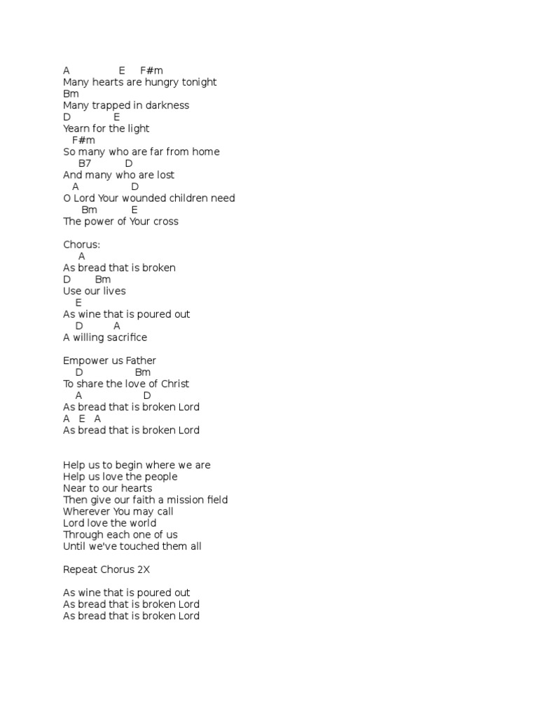 As Bread That Is Broken Pdf