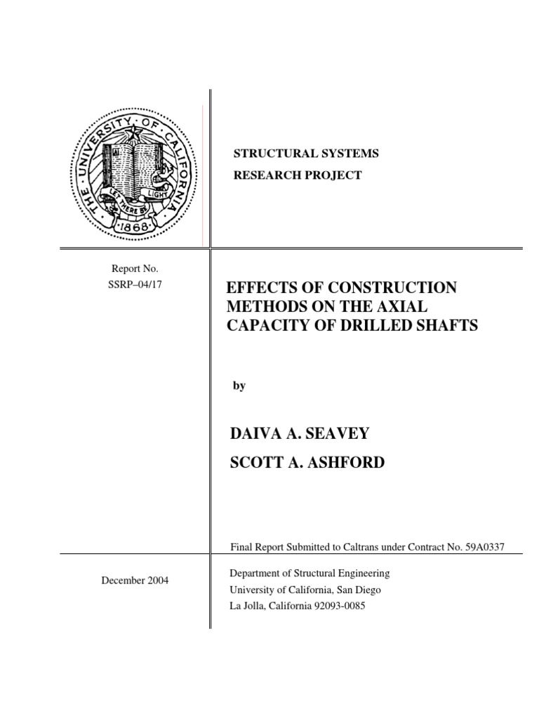 Axial Load Capacity of Drilled Shafts Deep Foundation Casing (Borehole)