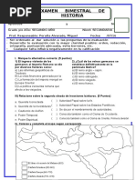 Examen 3 Bimestral - Historia - 2 Secundaria