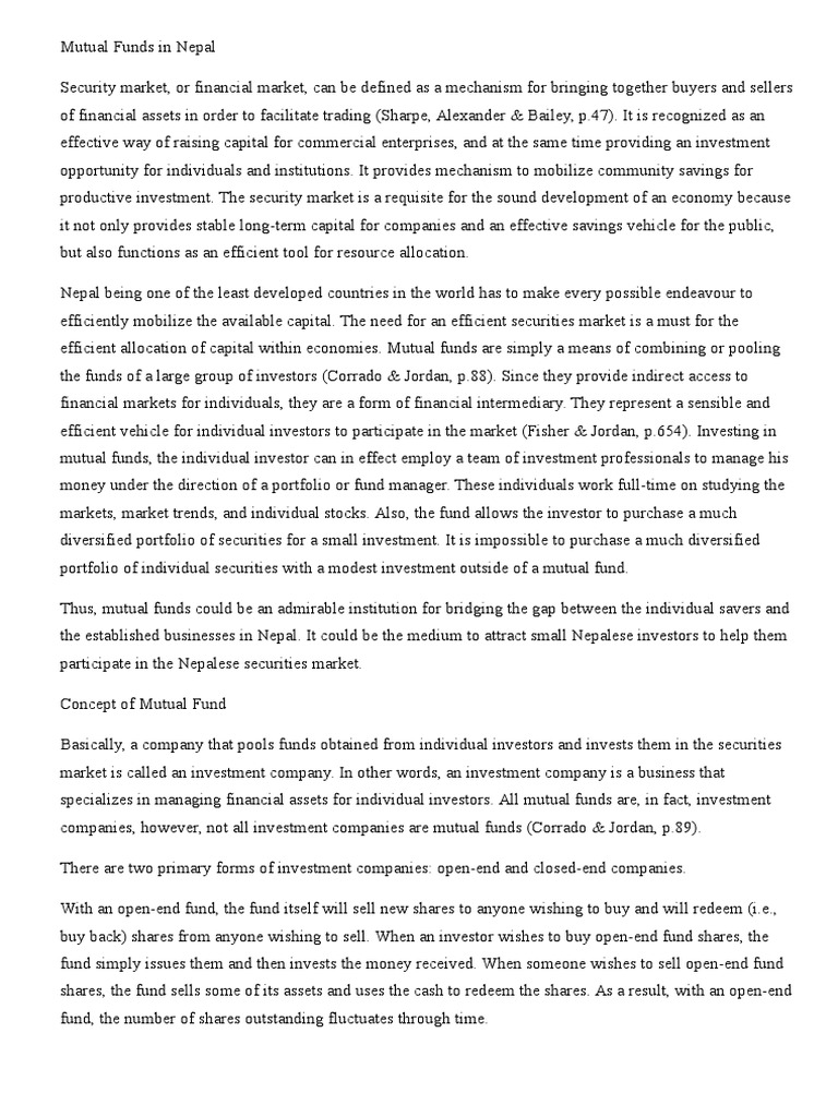Mutual Funds in Nepal PDF Investor Financial Markets