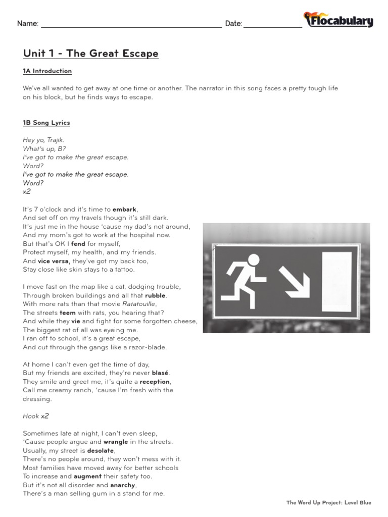 1 The Great Escape Exercises Pdf Leisure