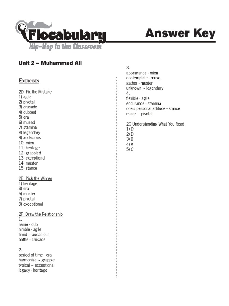 2 Muhammad Ali Answer Key Sports Violence