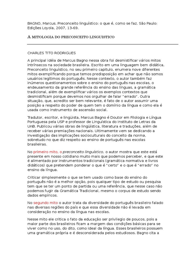 Redacao Sobre Preconceito Linguistico Na Sociedade Brasileira