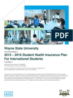 Wayne State University 2015 - 2016 Student Health Insurance Plan For International Students