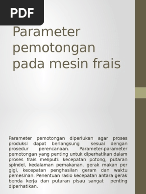 Parameter Pemotongan Frais