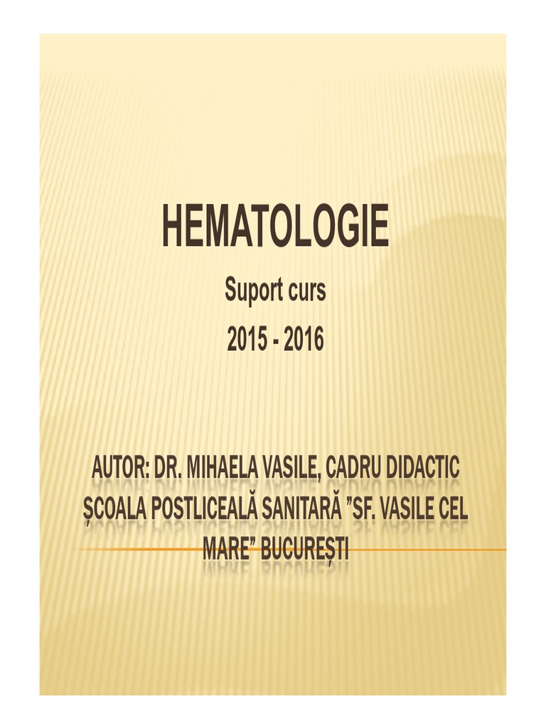 Hematologie - Suport Curs Dr.M.vasile
