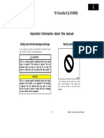 2001 Corolla Manual Safety Warnings