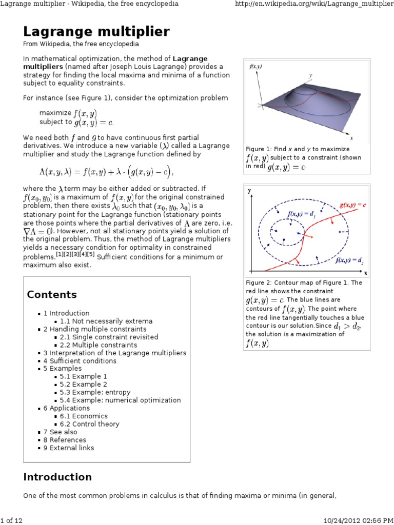 Lagrange Multiplier: Multipliers (Named After Joseph Louis Lagrange ...