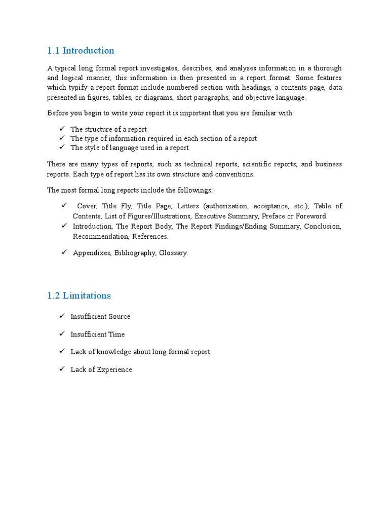 Long Formal Report Structure Guide | PDF