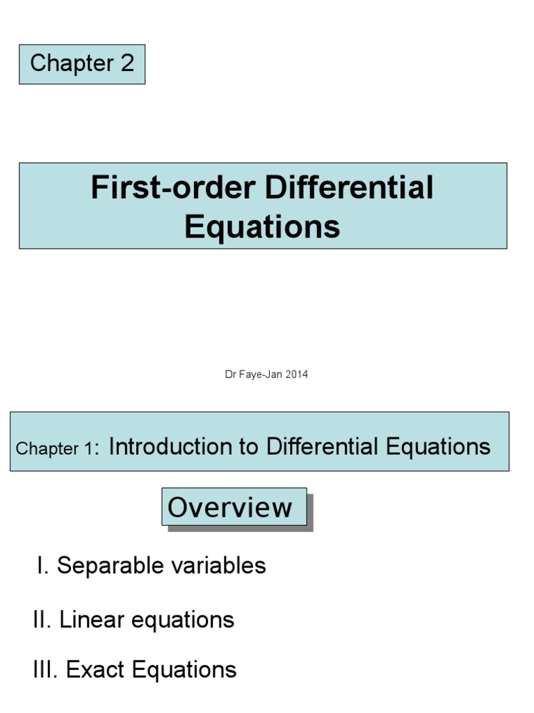 First-Order Differential Equations: DR Faye-Jan 2014 | PDF | Ordinary ...
