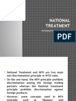 National Treatment: International Trade Law