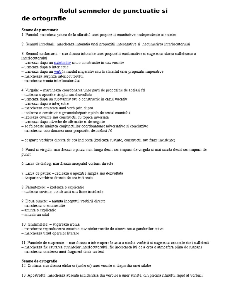 Rolul Semnelor de Punctuatie Si de | PDF