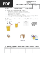 Evaluacion CIENCIAS Materia 4°